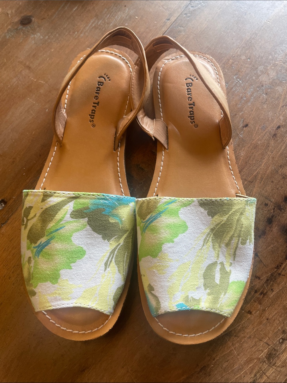 BareTraps Vienna Floral Canvas Slingback Sandals in Green and Blue NWOT